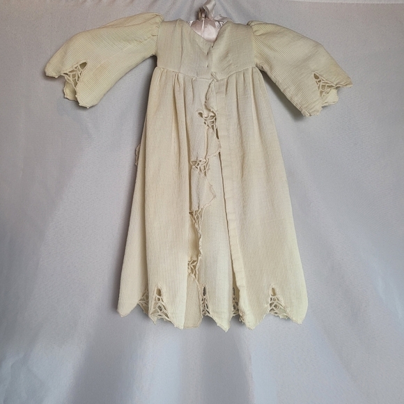 Vintage Handmade Dress Infant Doll Corduroy With Bonnet - Picture 4 of 12